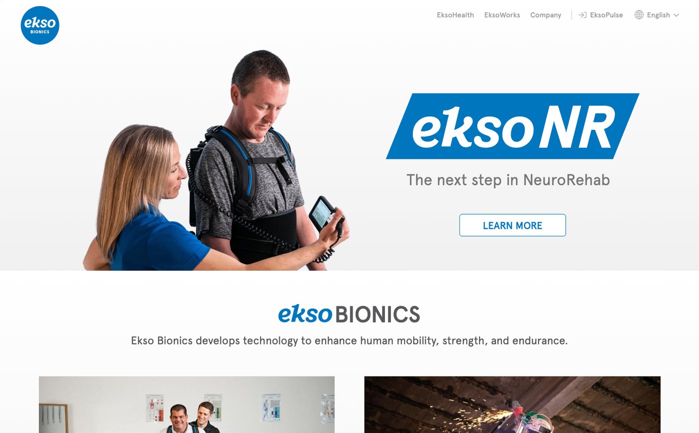 Ekso Bionics site before the rebrand